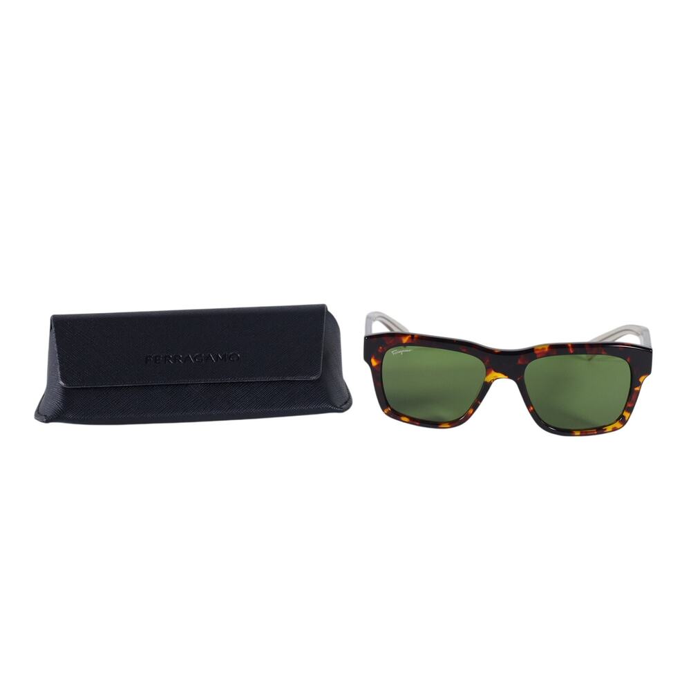 Salvatore Ferragamo Square Designer Sunglasses  - Dark Tortoise / Green - NWT - Picture 9 of 9